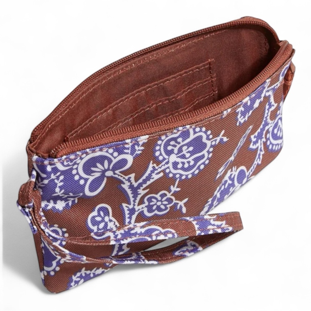 Vera Bradley Cotswolds Floral Wristlet Zip Wallet Clutch Brown Purple NWT Boho